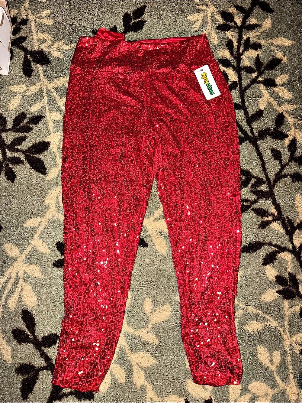 Tipsy Elves Red Sequin Wacky Wavy Tights Leggings Red wonens 1X